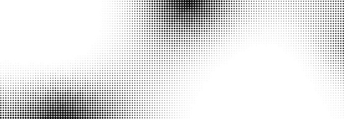 Wall Mural - abstract gradient background with dotted wave pattern and noise. black and white graphic retro patte