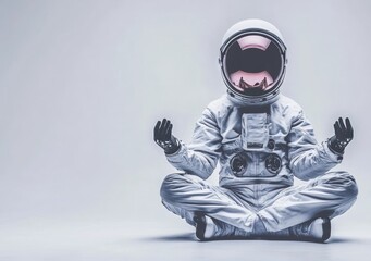 Poster - An astronaut in a meditative pose, symbolizing tranquility and exploration.