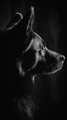 Poster - A striking black-and-white profile of a dog, highlighting its features and expression.