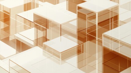Aufkleber - Abstract geometric shapes in warm tones, creating a modern, digital aesthetic.