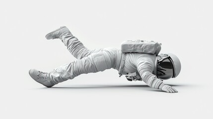 Poster - A stylized astronaut figure in a dynamic pose on a plain background.