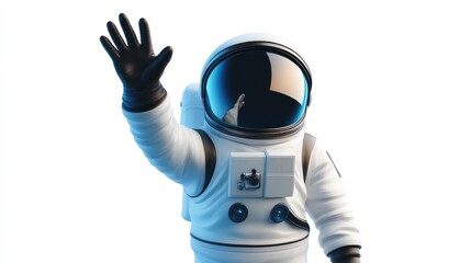 Poster - A stylized astronaut waving, representing space exploration and adventure.
