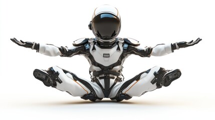 Fototapete - A futuristic robot in a meditative pose, showcasing advanced technology and design.