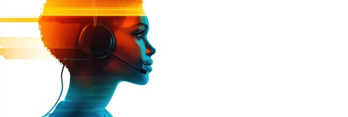 Aufkleber - A profile of a person with a headset, suggesting communication and technology themes.