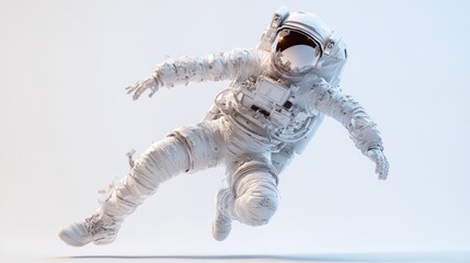 Poster - A floating astronaut in a minimalist, white space setting.
