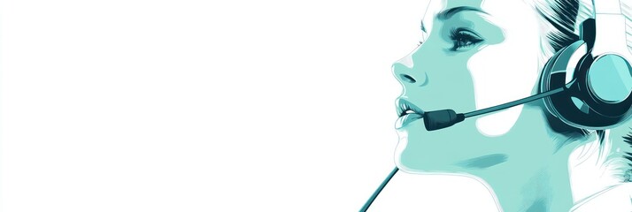 Poster - A digital illustration of a woman wearing a headset, representing customer support or communication.