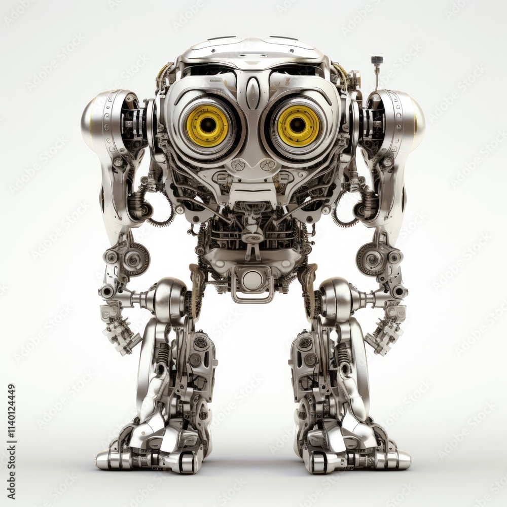 Unique mechanical toy robot with detailed design and expressive eyes