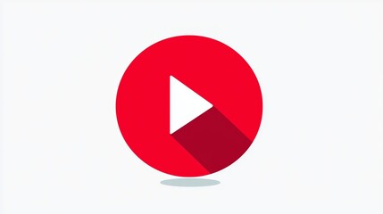 Red circle with white play button icon