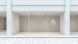 © Christoph Burgstedt - A minimalist white storefront with a clean facade, showcasing an empty space and modern design, exuding elegance and simplicity