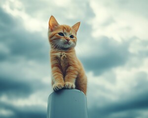 Poster - A sleek wind turbine against a dramatic cloudy sky, symbolizing renewable energy and sustainable technology in action, highresolution, ultradetailed, 4K