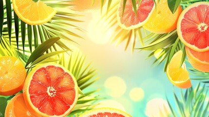 Wall Mural - a frame of fresh, juicy orange and grapefruit slices.