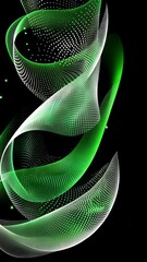Wall Mural - abstract green and white wave pattern displays intricate designs on a dark background