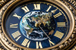 © Людмила Мазур - Clock with roman numerals showing the time as 10:30. The clock face is decorated with a globe and the hands are pointing to the numbers 10 and 11