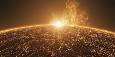 Wall Mural - blazing solar surface with erupting flares
