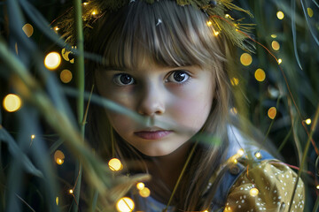 Wall Mural - fairytale character in the magical forest created with generative ai technology