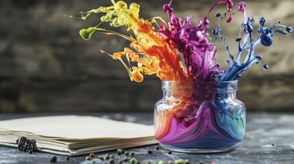 Poster - Creative ink splash art studio photography colorful environment close-up view artistic expression