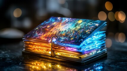 Leinwandbilder - Colorful stapler binding vibrant paper sheets studio product photography creative environment close-up bright design