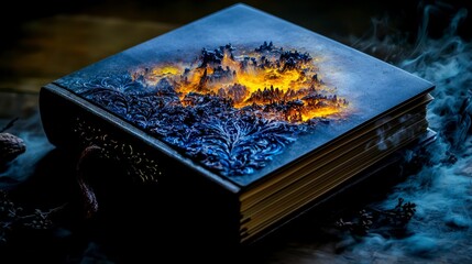 Aufkleber - Surreal journal of glowing pages enchanted forest fantasy art mystical environment close-up abstract imagination
