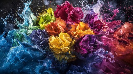 Leinwandbilder - Vibrant color explosion artistry studio digital artwork creative environment close-up colorful expression