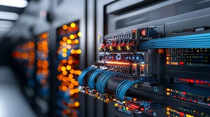 Poster - Advanced fiber optic technology showcase data center visual content digital environment close-up innovation insights