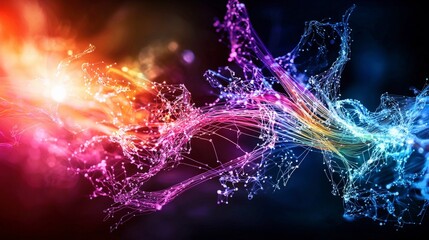 Leinwandbilder - Dynamic fiber optic cable display digital realm abstract art vibrant environment close-up view connectivity concept