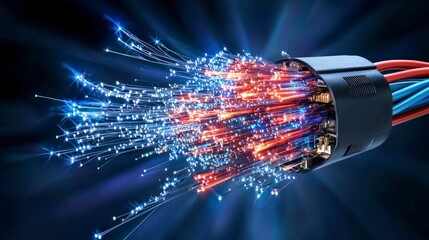 Poster - Dynamic flow of internet data through fiber optic cables digital realm technology visualization futuristic conceptual