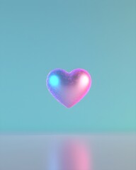 Wall Mural - Glowing translucent heart on a minimalist background