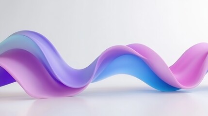 Abstract smooth, flowing, gradient ribbon in pastel tones on white background.