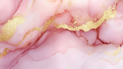  Elegant Pink and Gold Abstract Fluid Art Background for Design