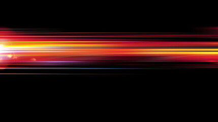 Poster -  Dynamic Gradient Abstract: Vibrant Horizontal Light Streaks on Black Background. Perfect for Futuristic and Speed-Related Designs.