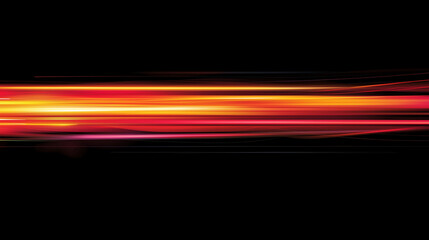 Poster -  Dynamic Gradient Abstract: Vibrant Horizontal Light Streaks on Black Background. Perfect for Futuristic and Speed-Related Designs.