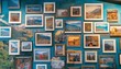 © Nan - AI generator images of postcards display beautiful photos arranged in an orderly manner, such as photos of tourist attractions, landmarks, or family portraits.