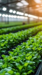 Wall Mural - Lush green plants growing in a greenhouse, emphasizing agriculture.