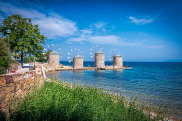 Wall Mural - Windsmills are symbol of Chios Island in Greece