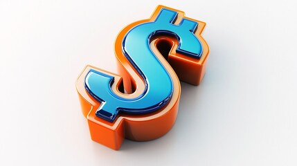 Wall Mural - 3D rendered blue and orange dollar sign.