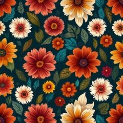 Wall Mural - seamless pattern with flowers