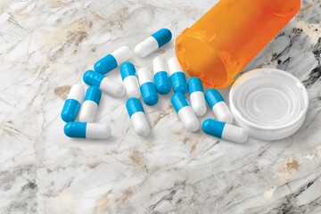 Wall Mural - A set of colorful medication supplements pills on the desk