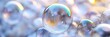 © jahanzaib - Detailed magnified view of transparent soap bubbles with rainbow reflections