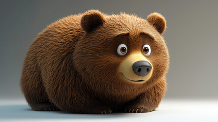 cartoon brown bear with cute funny expression