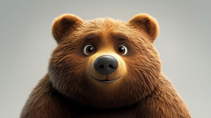 cartoon brown bear with cute expression