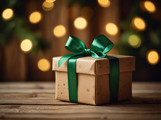 christmas gift box on wooden background