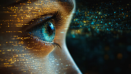 Wall Mural - a woman's eye is shown in a computer generated image