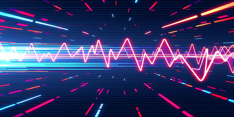 Wall Mural - Glitch Pulse - Pulsating glitch effects with neon distortions. backdrop background digital art crisp oilpinting minimalist sharp details funny background copyspace