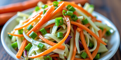Wall Mural - Cabbage and Carrot Slaw - A refreshing slaw made with shredded cabbage carrots and a tangy vinaigrette. backdrop background digital art crisp oilpinting minimalist sharp details funny background cop
