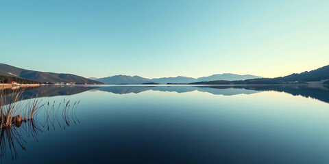 Wall Mural - Horizon Reflections - A lake reflecting the transition from 