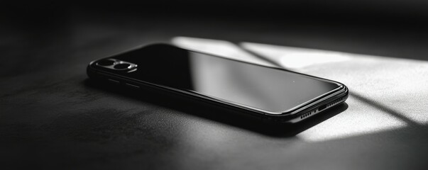A black and white photo of a cell phone