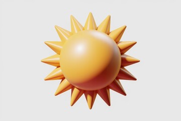 Aufkleber - A stylized 3D rendering of a sun  featuring a smooth  orange sphere with pointed rays.