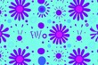 © Michel - Floral Fiesta: A vibrant, playful seamless pattern bursts with purple and blue flowers, cheerful dots, and playful bursts, perfect for textile prints, wallpapers, and joyful branding.
