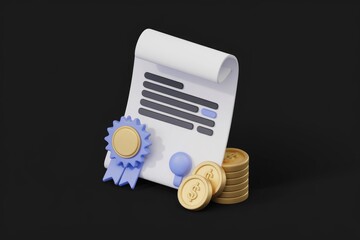 Aufkleber - Illustration of certificate  award  gold coins symbolizing success.