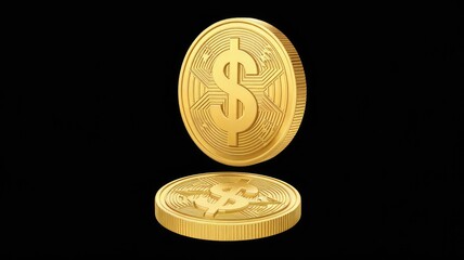 Aufkleber - Two golden coins featuring a dollar sign  possibly representing cryptocurrency or finance.